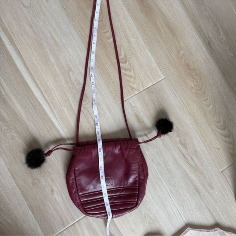 Loewe vintage Burgundy Leather Drawstring Crossbody Bag - Picture 6 of 7
